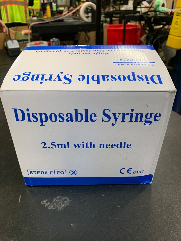 Photo 1 of 100 Pack 2ml (2.5ml) Plastic Luer Lock Syringa with 25Ga and Cap, Individually Sealed Wrapped, for Scientific Labs, Measuring Liquid, Refilling Cartridges or Glue Applicator