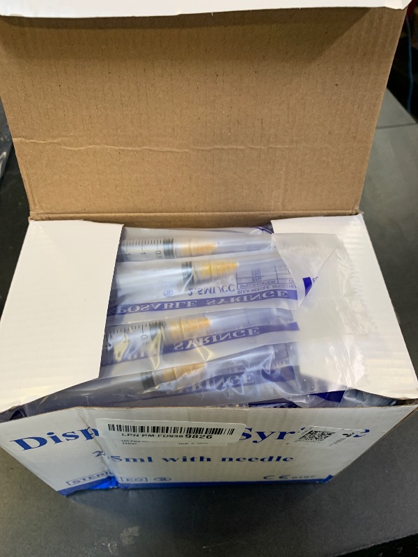 Photo 1 of 100 Pack 2ml (2.5ml) Plastic Luer Lock Syringa with 25Ga and Cap, Individually Sealed Wrapped, for Scientific Labs, Measuring Liquid, Refilling Cartridges or Glue Applicator