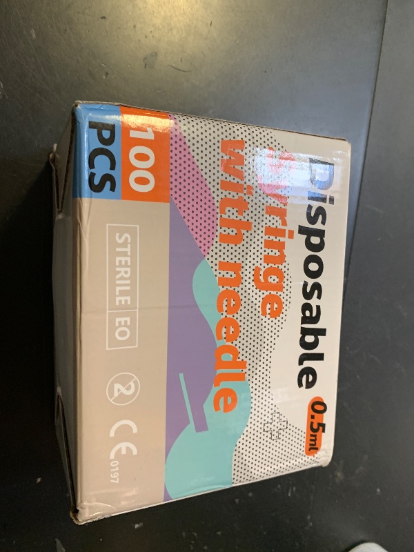 Photo 1 of 0.5ml 31G 5/16 Inch 8mm Syringe, Lab Syringes Individually Wrapped, Pack of 100