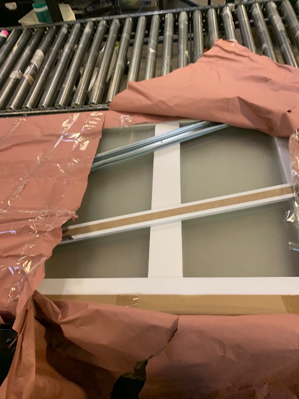 Photo 1 of Finosen Preassembled Sliding Closet Door Slab, 56 x 80 in (Double 29 inch), 5-Lite Frosted Glass, Bypass barn Door with Hardware Kit Included, MDF Wood Panel, Water-Proof PVC Surface, White