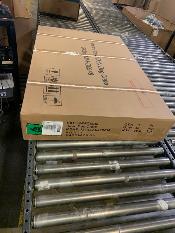 Photo 1 of **INCOMPLETE** Ufyerutg 48'' Double Layer Heavy Duty Dog Crate - Indestructible Kennel Reinforced 0.8'' Steel Tube for Breeding & Mother/Puppy with 4 Removable Trays & 4 Wheels