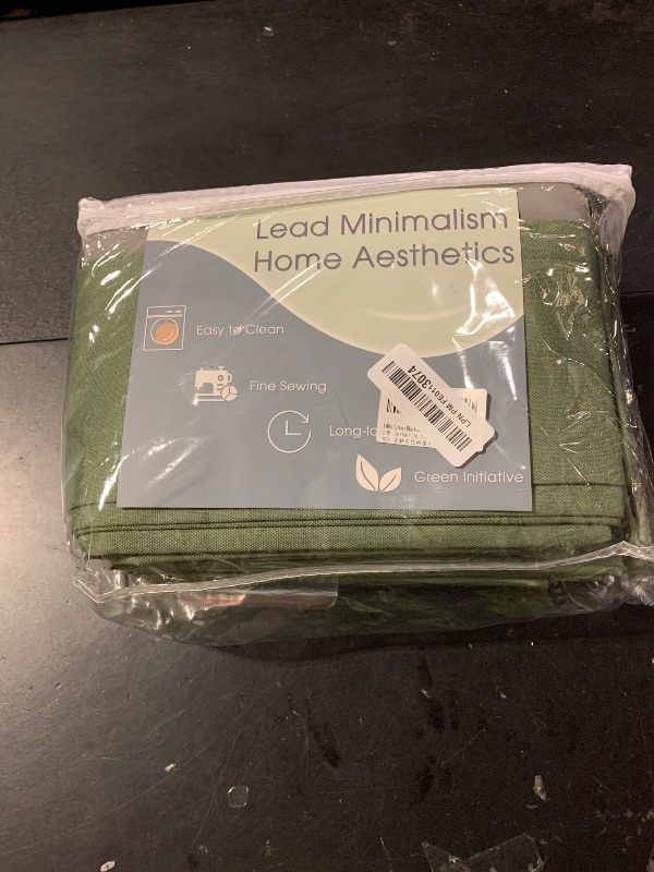 Photo 1 of 100% Blackout Linen Curtains 84 Inch Length 2 Panels Set Olive Green Luxury for Bedroom Windows Living Room Darkening Dark Green Thermal Insulated Drapes Nursery 7ft Long Back Tab Pleated Pocket