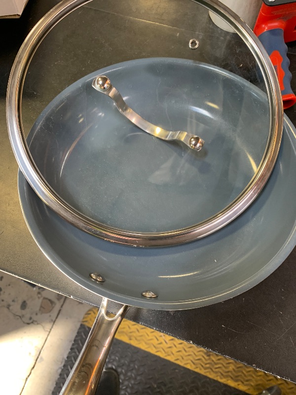 Photo 3 of Stainless Steel Non Stick Frying Pan,10 Inch Healthy Non Toxic Ceramic Coating Cookware with Lid,Works on Induction, Electric Stove and Gas Cooktops,PTFE PFAS PFOA Free Skillet,Dishwasher&Oven Safe