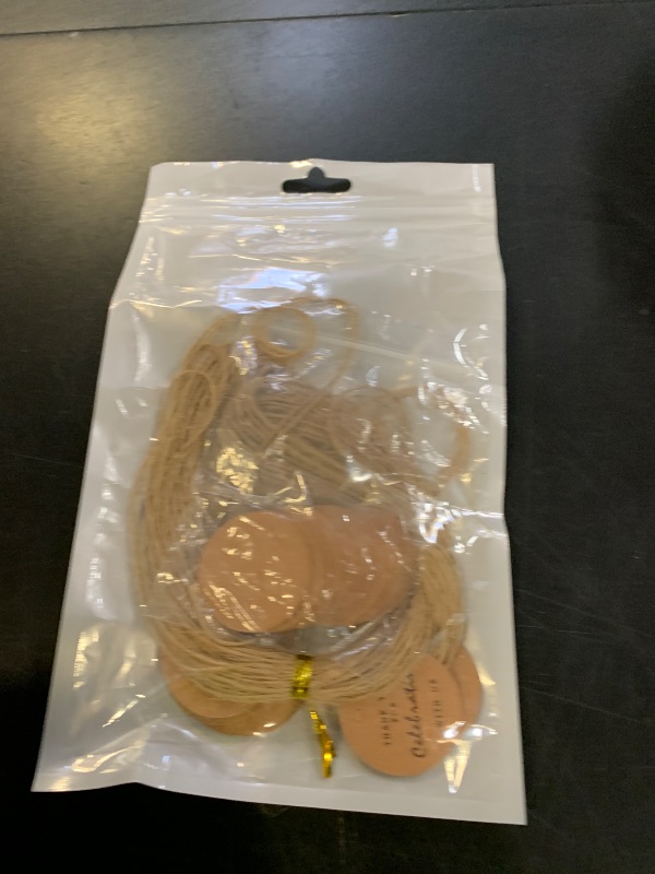 Photo 1 of 100 Pcs Thank You Gift Tags with String, Round Calligraphy Thank You Tag, 1.2 inch Brown Round Gifts Tags with 22 Yard String, Brown Paper Gifts Tag for Gift Wrap DIY Arts Wedding Parties