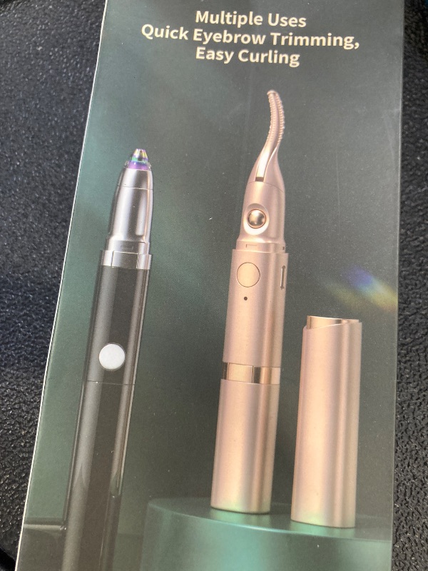 Photo 1 of 2 in 1 Heated Eyelash Curlers and Eyebrow Trimmer for Women, Electric Eyelash Curler with 2 Temperature Modes Anti-Burn USB Rechargeable Heated Eyelash Curler, Ideal Gift for Women (Gold E1)