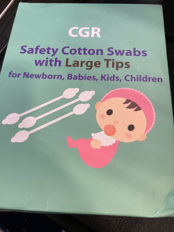 Photo 1 of 400pcs CGR Baby Safety Cotton Swabs with Large Tips for Newborn, Babies, Kids, Children, 100% Organic Cotton, White Paper Sticks, 5 Pack of 80 Swabs Total(2 Boxes and 3 Bags)