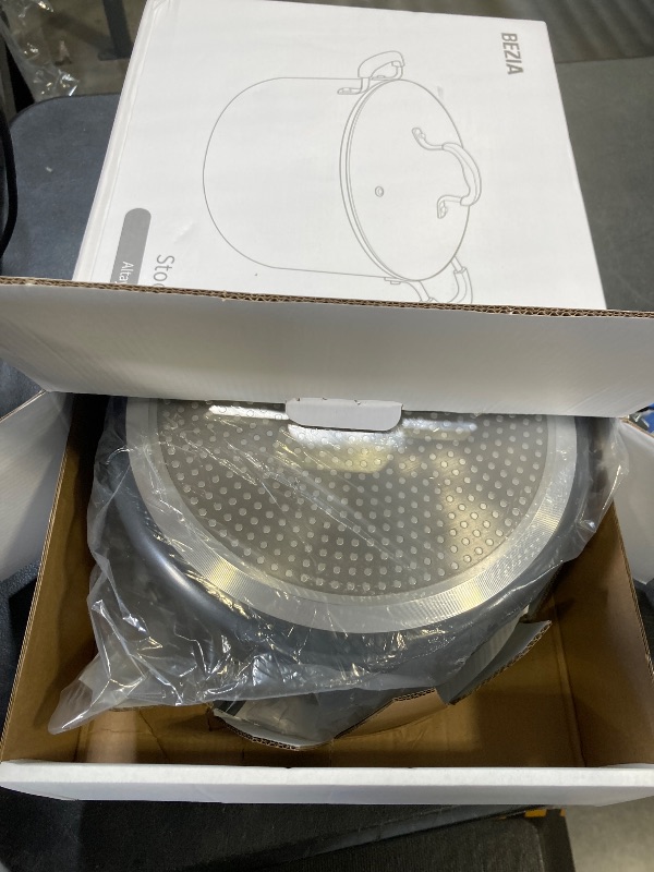 Photo 1 of 10 Quart Nonstick Stock Pots with Lid, BEZIA Ceramic Soup Pot with Lid, Induction Ready, Cooking Pots with Silicone Handle, Large Pot for Cooking, Compatible with All Cooktops, Dishwasher Safe