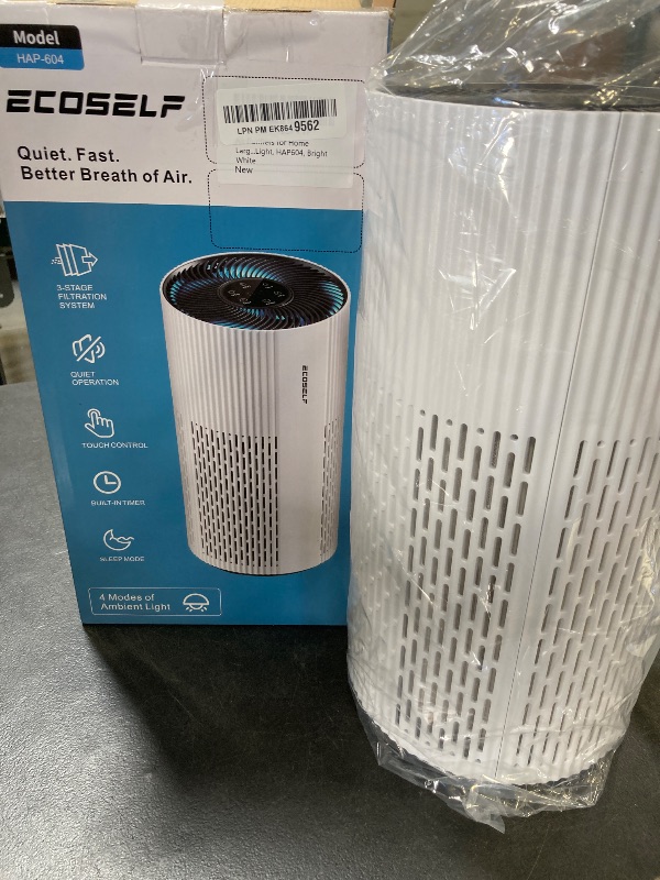 Photo 1 of Air Purifiers for Home Large Room Cover Up to 1500 Ft² with True HEPA Filter, 20dB Sleep Mode, 360° Air Intake & Outlet, Air Cleaner for Bedroom Pets, 7 Color Light, HAP604, Pure White