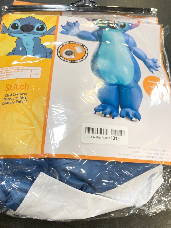 Photo 1 of Disguise Stitch Costume for Kids, Inflatable Lilo and Stitch Halloween Costume, Blow Up Jumpsuit with Fan, Child Size (up to 7-8) Multicolored