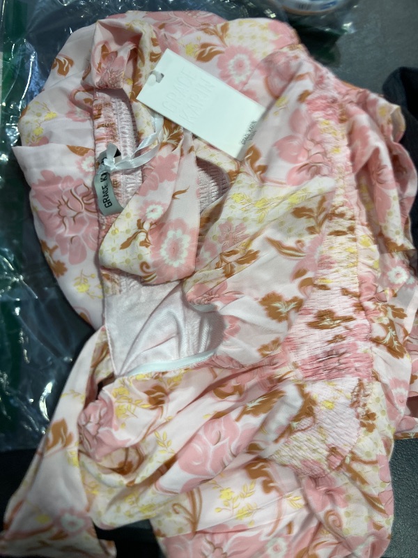 Photo 1 of 2025 Women's Summer Sleeveless Off Shoulder Floral Flowy A Line Maxi Dresses Pink Floral L