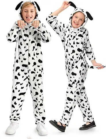 Photo 1 of kids Halloween Dalmatian Animal Onesies Party Wear One Piece Button Unisex Flannel Sleepwear XS