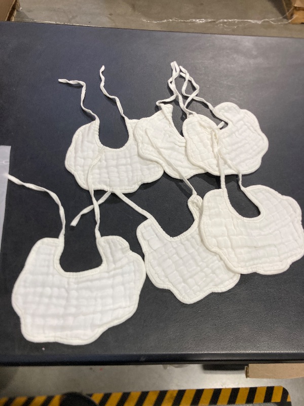 Photo 1 of 6 pack white tie behind neck baby bibs