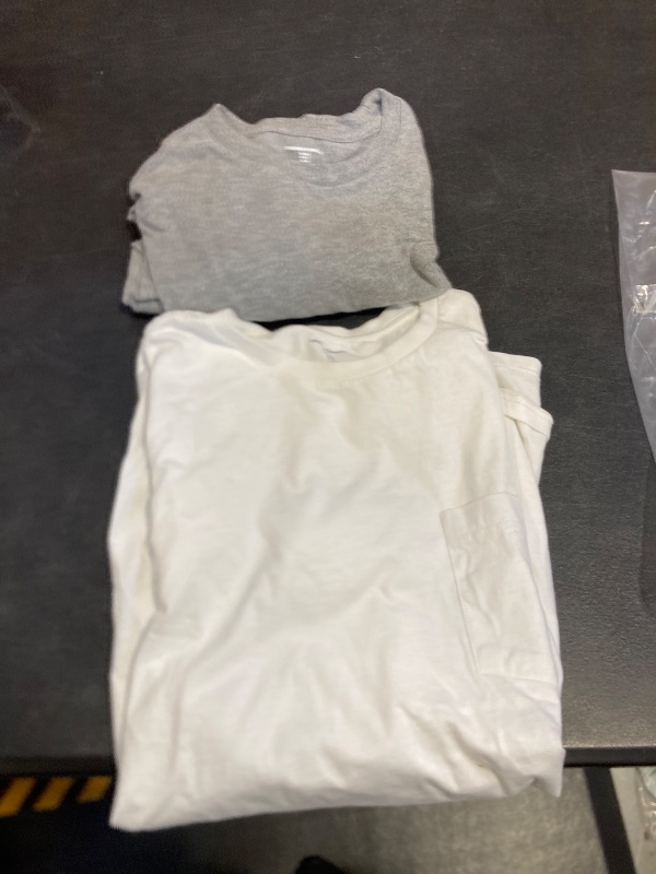 Photo 1 of Amazon Essentials Men's T-Shirts, Short-Sleeve Crewneck Pocket, Cotton, 2-Pack, Medium, Grey Heather/White