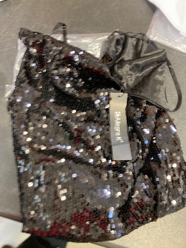 Photo 1 of Allegra K Women's Glitter Sequin Dress V Neck Spaghetti Strap Halloween Mini Party Dress Clubwear Small Black small