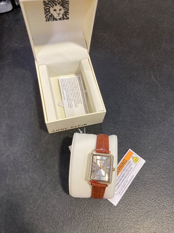 Photo 1 of Anne Klein Women's Glitter Accented Croco-Grain Strap Watch, AK/3820