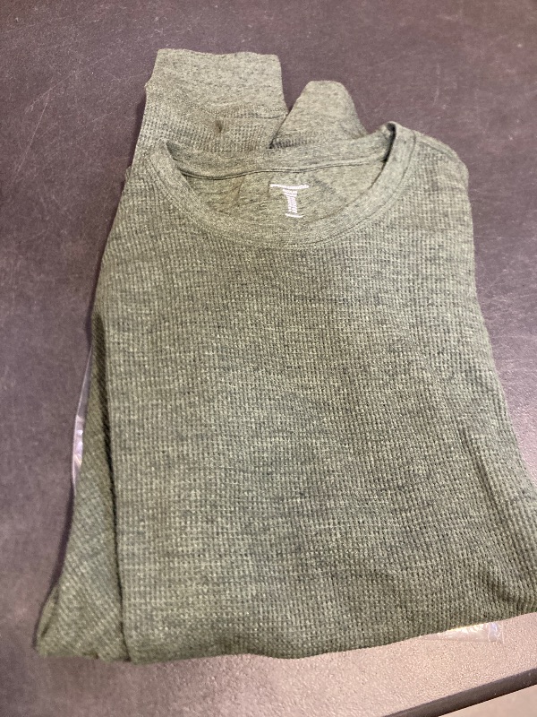 Photo 1 of Amazon Essentials Men's Regular-Fit Long-Sleeve Waffle Shirt, Olive Heather, XX-Large