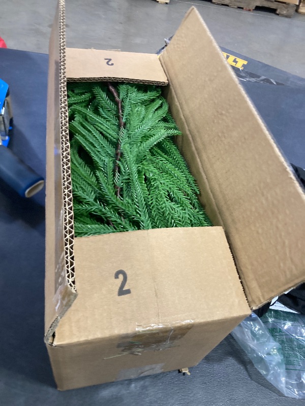 Photo 1 of 2-Pack 6FT Artificial Norfolk Pine Garlands, Hyperzoo Realistic Winter Pine Christmas Greenery Garland for Mantle, Staircase, Banister, Fireplace, Door, Table, Indoor & Outdoor Holiday Xmas Decortions