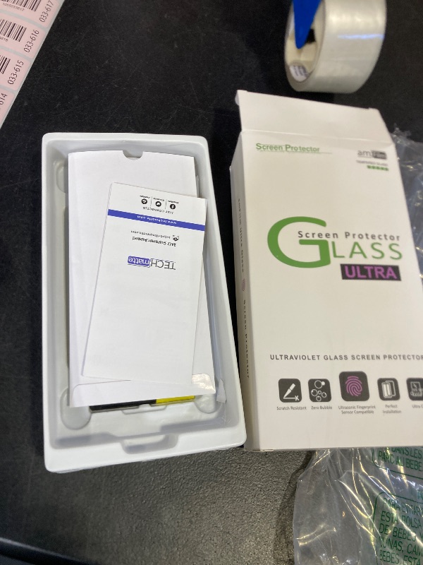 Photo 1 of amFilm Glass Screen Protector for Samsung Galaxy S22 Ultra, 3D Curved with Liquid Dispersion Tech, Designed for Fingerprint Reader, Upgraded Easier Application Tray, Tempered Glass, only 2