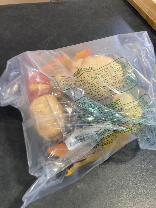 Photo 1 of 23Pcs Fake Pumpkins Fall Thanksgiving Decorations,Plastic Pumpkins with Acorns,Maple Leaves,Pine cones,Berries, Artificial Mini Pumpkin Decorating Harvest Home Decor Centerpiece Table Decorations