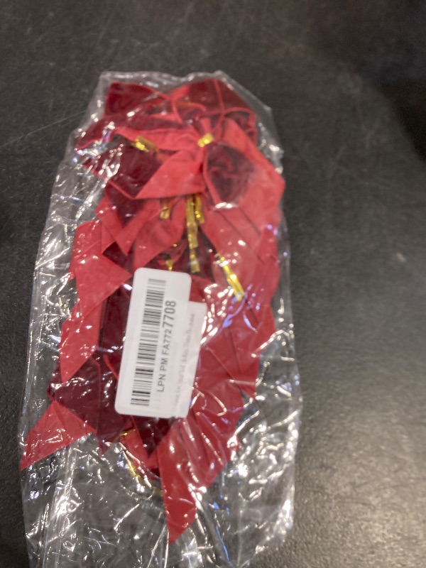 Photo 1 of 12 Pcs Burgundy Small Velvet Christmas Bows for Christmas Tree, Wreath, Gift Wrapping, Crafts, Wedding, Party, Twist Tie Bows for Treat Bag Bakery Candy Bags, Home Decor(3/5'' Wide, 3 * 5 inch)