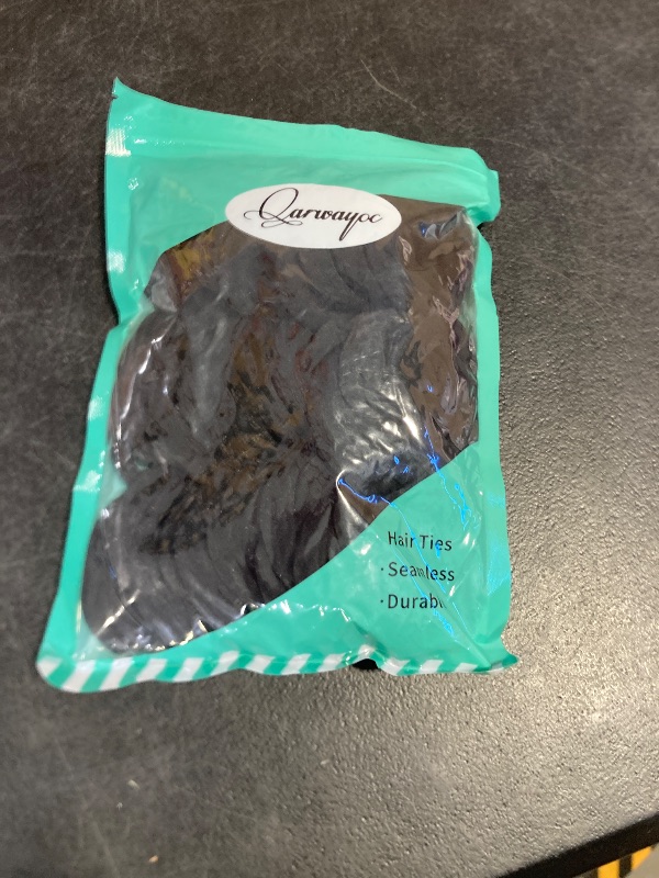 Photo 1 of 50PCS Black Hair Ties for Women, Cotton Seamless Hair Bands, Elastic Ponytail Holders, No Damage for Thick Hair, 2 Inch in Diameter, by Qarwayoc