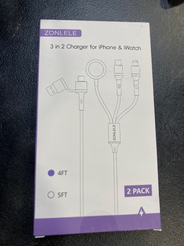 Photo 1 of 2Pack 4FT Travel Essentials for Apple Watch Charger 3 in 2 iPhone Watch Charger USB C Multi Charging Cable Compatible with iWatch Ultra/SE/11/10/9/8/7/6/5/4/3/2&iPhone 17/16/15/14/13/12/11/Galaxy S25