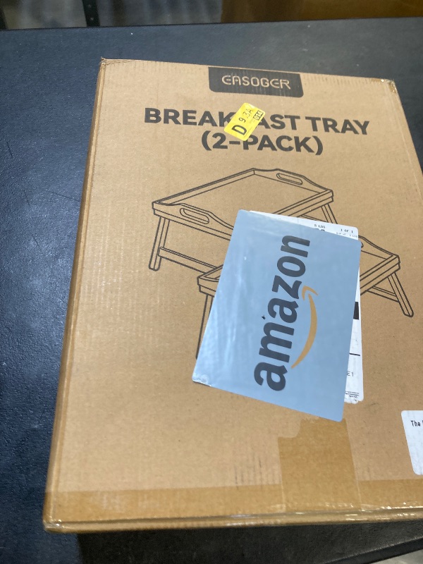 Photo 1 of 2 Pack Breakfast in Bed Tray for Eating, 16.92 x 12.6 Inch Bed Table Tray with Folding Legs & Handles, Bamboo Food Lap Trays Fits for Adult Kids Eating/TV/Surgery Recovery by Easoger. Set of 2