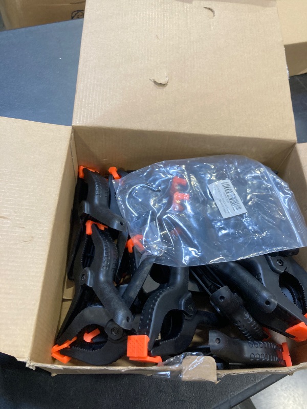 Photo 1 of 20 Pack 6 inch Plastic Spring Clamps, Black Heavy Duty Clips, Backdrop Clips, Plastic Clamps for Crafts, Backdrop Stand, Woodworking, Photography
