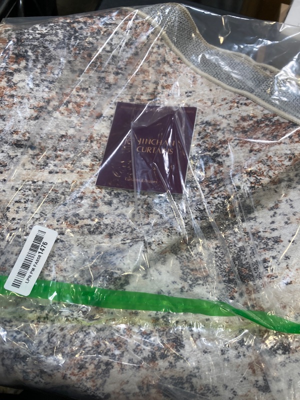 Photo 2 of jinchan Round Rug 7ft Modern Area Rug 7' Round Circle Mat Washable Abstract Distressed Floor Cover Taupe Multi Contemporary Non-Slip Overdyed Thin Carpet for Living Room Dining Room Bedroom Kitchen