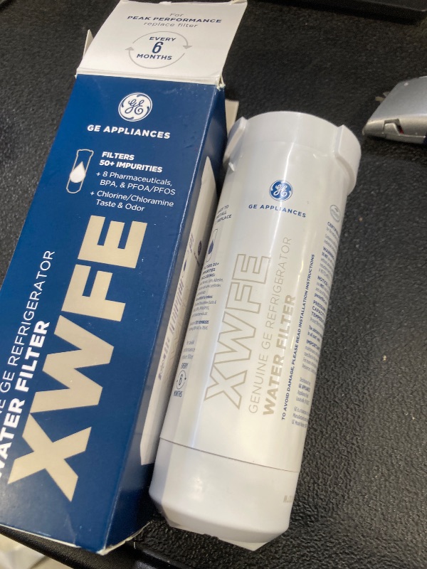 Photo 1 of GE XWFE Refrigerator Water Filter, Genuine Replacement Filter, Certified to Reduce Lead, Sulfur, and 50+ Other Impurities, Replace Every 6 Months for Best Results, Pack of 1