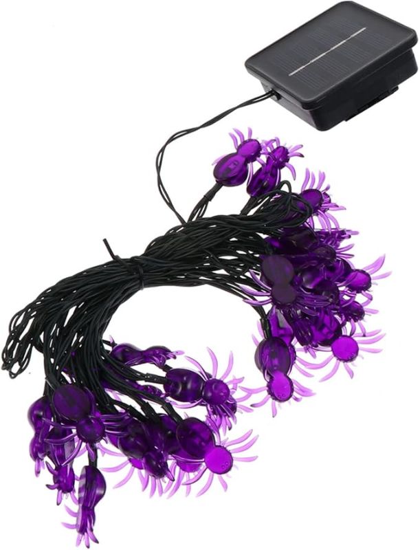 Photo 1 of 1pc Halloween Solar Spider String Light Led Outdoor Decorative Lights Festival Party Lamp Creative Spider Design for Halloween Decorations
