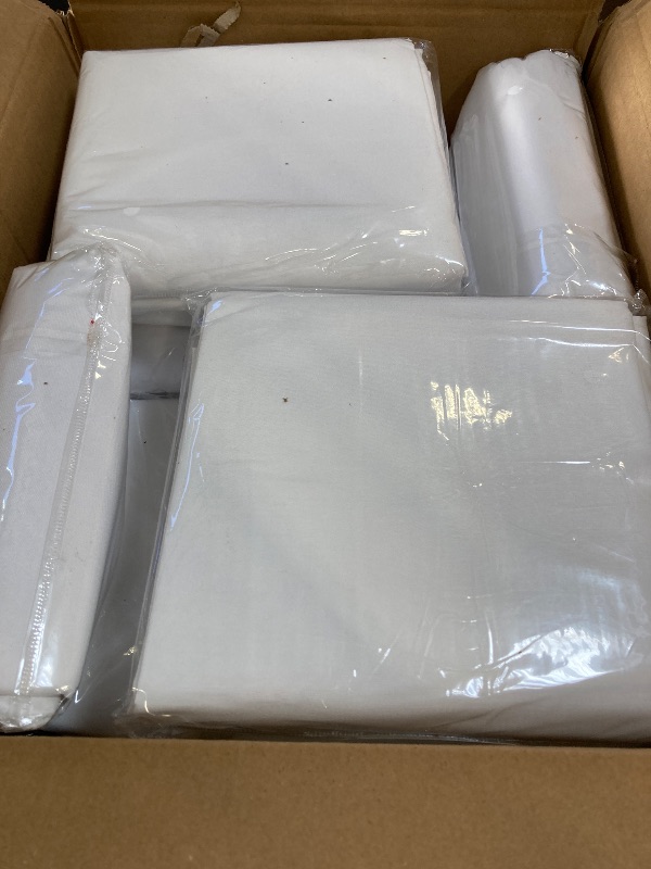 Photo 1 of 12 Pack White Tablecloth 60 x 102 Inch Rectangular Table Cloth for 6 Foot Rectangle Tables, Wrinkle Resistant Washable Polyester Fabric Table Covers for Wedding Party Banquet Buffet and Camping