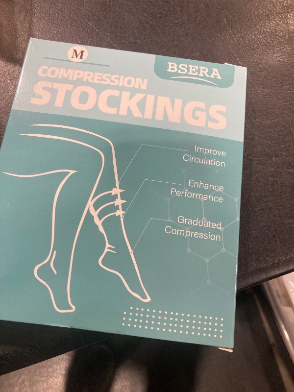 Photo 1 of 2 Pairs Sheer Compression Socks for Women - 15-20 mmHg Knee High Sheer Compression Stockings for Support Circulation Swelling Edema Work Office Travel, Black, Medium