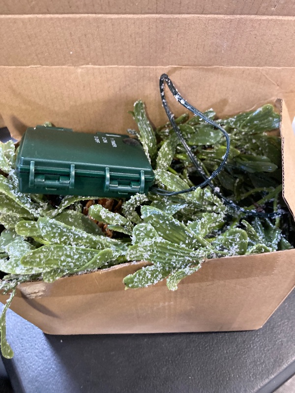 Photo 1 of 6.5FT Christmas Garland with Lights & Timer, 25 LED Pre-lit Lighted White Berry Garland for Mantle, Battery Operated Greenery Mistletoe Garland with Snow Pinecone for Fireplace Door Stairs Table