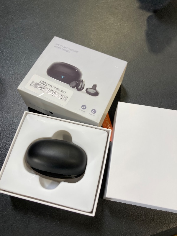 Photo 1 of Cemobene Earbuds Wireless Bluetooth 5.4 Open Ear Clip Headphones with Mic, 55H Play, IPX5 Waterproof Sports Earphones, Noise Cancelling Mic for Running, Working & Gaming - Black