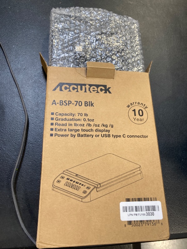 Photo 1 of Accuteck BPS70 High Accuracy Digital Shipping Scale and Postal Scale, 0.1oz Precision (Black with Touch Screen, 70Lb)