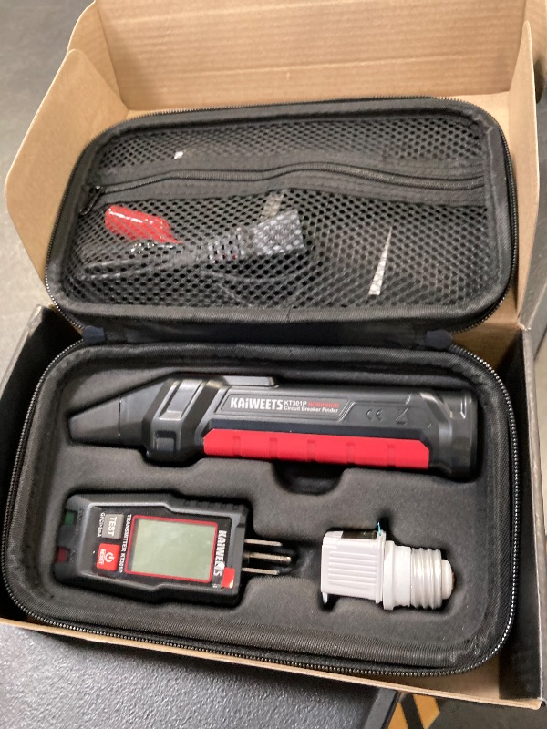 Photo 1 of KAIWEETS Circuit Breaker Finder with LCD Display, GFCI Outlet Tester, Electrical Circuit Tracer Tool with NCV Test & Flashlight, Includes Carrying Case and Adapters- KT301P