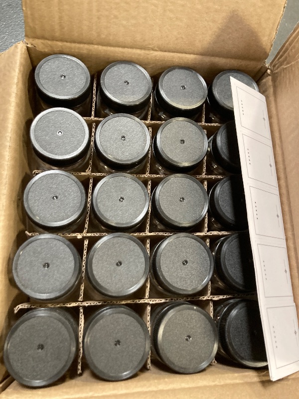 Photo 1 of 20 PACK 2 oz Glass Shot Bottles w/ Black Lids & 20 Labels - Small Clear Jar for Ginger, Wellness Shot, Juice, Sample, Whiskey - Travel Essentials Mini Bottles - Wide Mouth, Leakproof, Dishwasher Safe