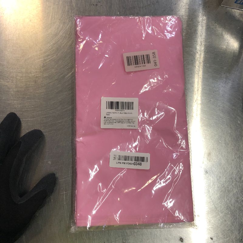 Photo 1 of QIKSION Pink Round Tablecloth 2 Pack, 84 Inch Plastic Table Cloth Disposable for Parties