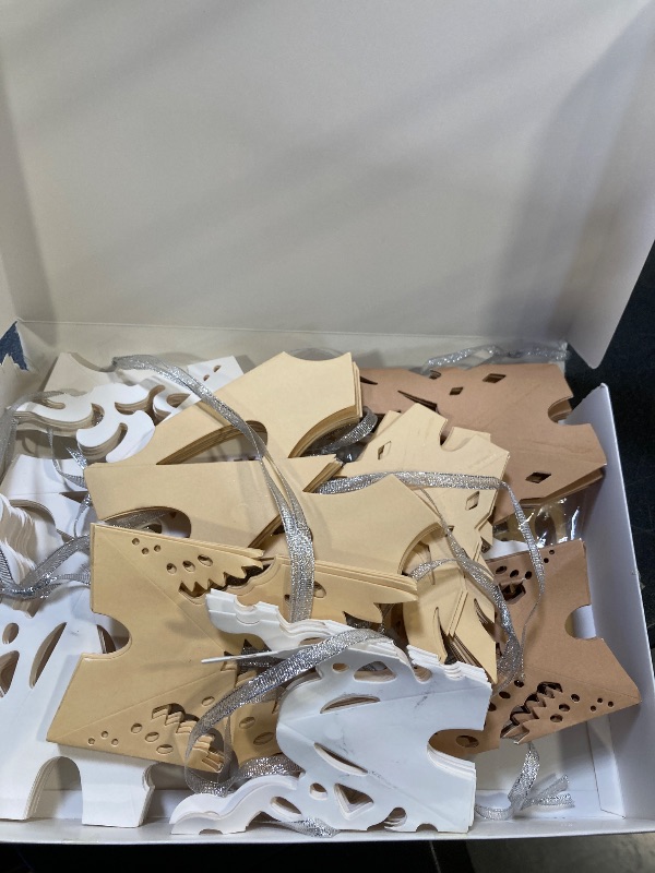 Photo 1 of 12Pcs Christmas Paper Snowflake Lanterns, 3D Christmas Paper Star Lanterns with LED Lights, 10/12 Inch White Beige Khaki Hanging Snowflake Lamps Xmas Winter Frozen Wedding New Year Party Decorations