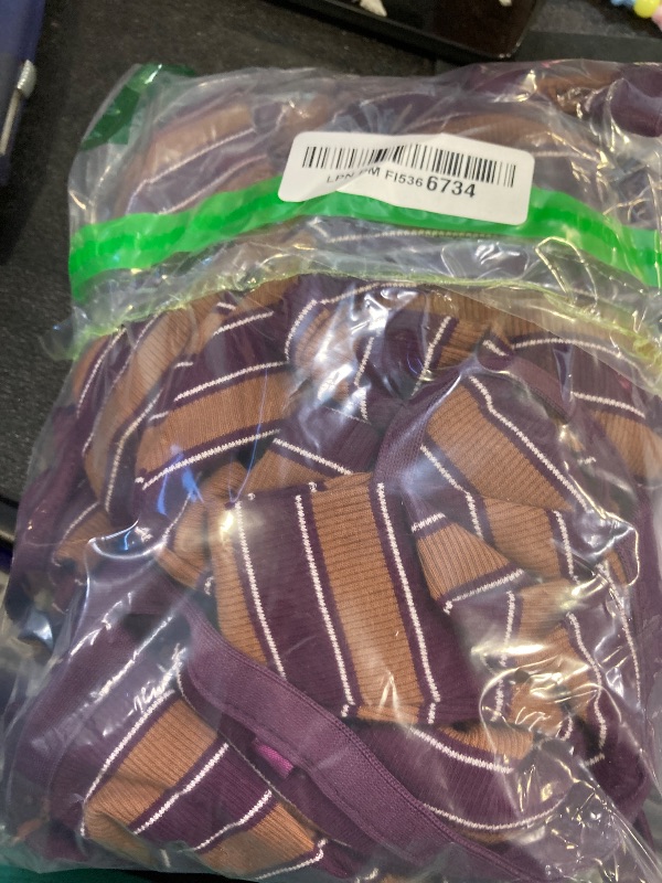 Photo 1 of Amazon Essentials (Demi's Pick) Women's Slim-Fit Ribbed Cardigan & Cami Set with Removable Straps, Burgundy Brown Stripe, Large