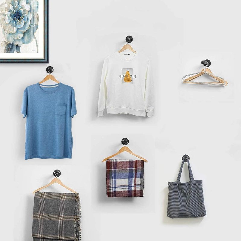 Photo 1 of 6 Pack Industrial Pipe Shelf Brackets 12 Inches Iron Pipe Floating Shelf Bracket 12 Inch Black Heavy Duty Wrought Metal Shelfs Bracket Wall Shelves Brackets for Garment Rack Vintage Furniture
