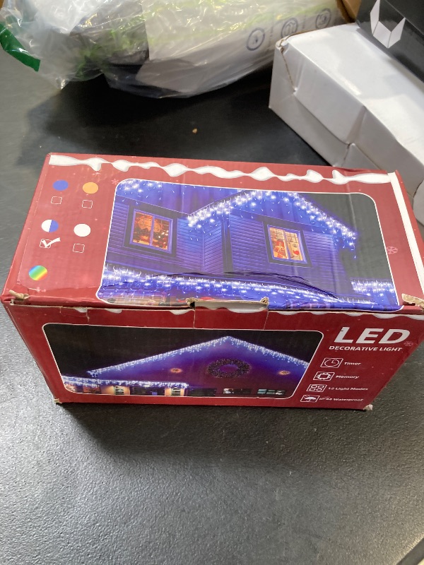 Photo 1 of 810 LED Christmas Lights with 180 Drops, 82ft 12 Modes Blue and White Fairy String Lights with Timer Dimmable, Waterproof Twinkle Lights for Christmas Indoor Outdoor Holiday Wedding Party Eaves Decor