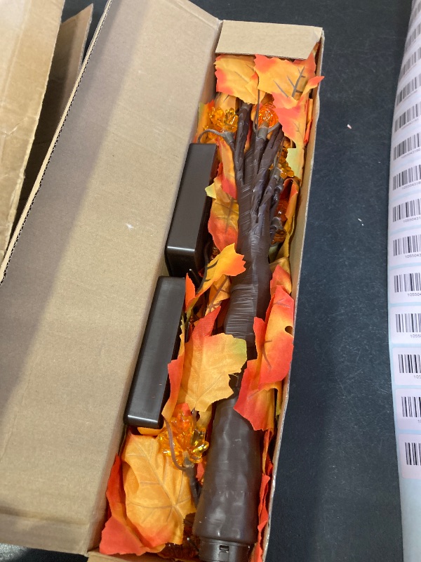 Photo 1 of 2 Pack 24 Inch Artificial Lighted Maple Tree with 48 LEDs Timer Fall Thanksgiving Decorations Battery Operated Prelit Maple Tree Table Lights for Thanksgiving Decor Home Indoor Autumn Harvest