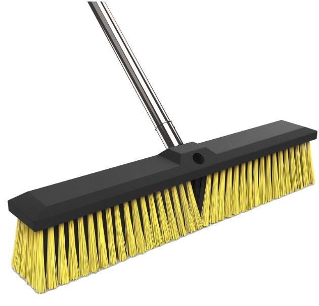 Photo 1 of 18 Inches Push Broom Outdoor with 65" Adjustable Handle, Heavy Duty Outdoor Broom with Stiff Bristles, for Cleaning Yard, Garage, Shop, Driveway, Wood, Stone, Deck, Concrete, and Tile Floor.
