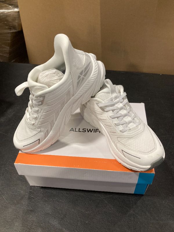 Photo 1 of ALLSWIFIT Women's Slip On Walking Shoes Running Comfortable Tennis Breathable Non Slip Athletic Gym Workout Cross Training Fashion Sneakers,Size 6,White,SARR034W