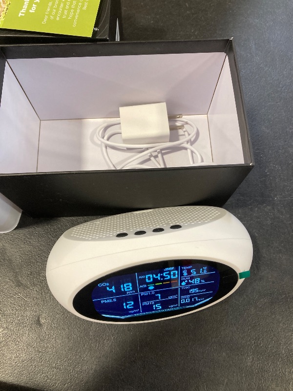 View 2 of 18 in 1 Air Quality Monitor Indoor, Portable CO2 Detector for CO2, Temperature (°F), Humidity, VOC, PM2.5, PM1.0, PM10 & Time Display, ?Dual Chip & High Accuracy?Air Quality Tester for Home