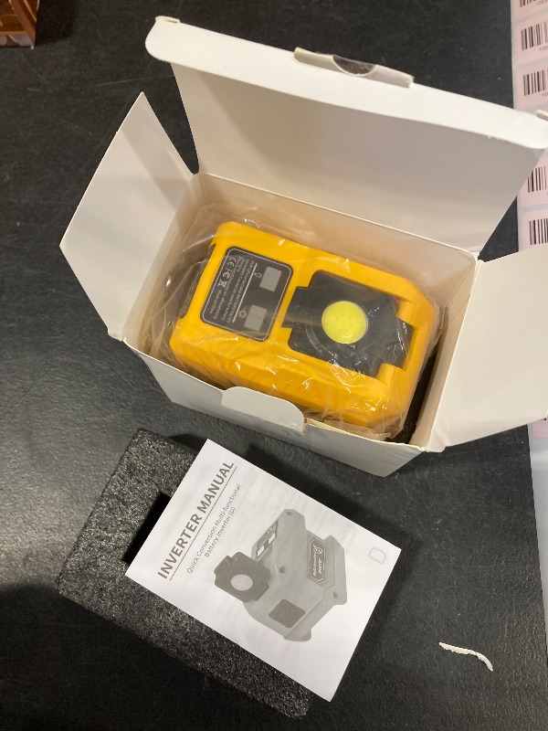 Photo 1 of 220W Power Inverter Compatible with Dewalt 20V Battery, DC 20V to AC 110V-120V Portable Power Generator, Inverter with 2 USB Ports 1 Type-C 1 AC Outlet, 400 Lumen Light