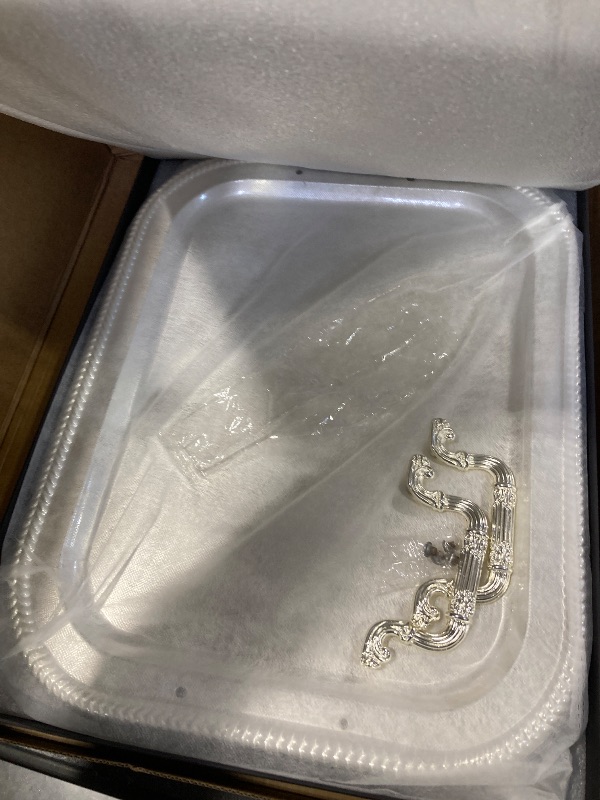 Photo 1 of 18.5"x14.5" Rectangular Silver Serving Tray with Handles, Beautiful Mirror Polished Finish, Lightweight Classic Metallic Decorative Silverplate Tray for Wedding Anniversary Birthday Holiday Gatherings