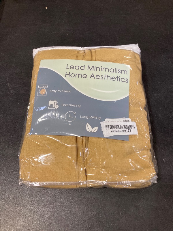 Photo 1 of Aersas Gold Yellow Pinch Pleated Linen Curtains 96 Inch Length 2 Panels for Living Room Bedroom Semi Sheer Window Curtain Boho Neutral Back Tab Pinch Pleat Drape with Hooks 40x96